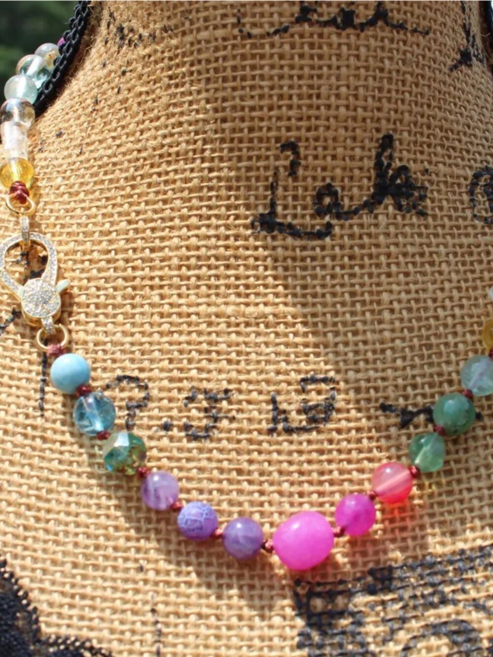 Unique Necklace Beaded Jewelry Fancy Statement Necklace Rainbow Colors